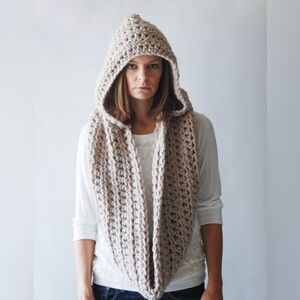 Ozetta Knit Hood Scarf Wrap Winter Wear